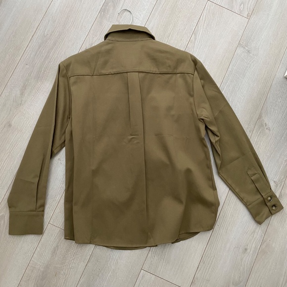 Olive Green Utility Double Pocket Button Down Shirt / Jacket - Picture 11 of 11